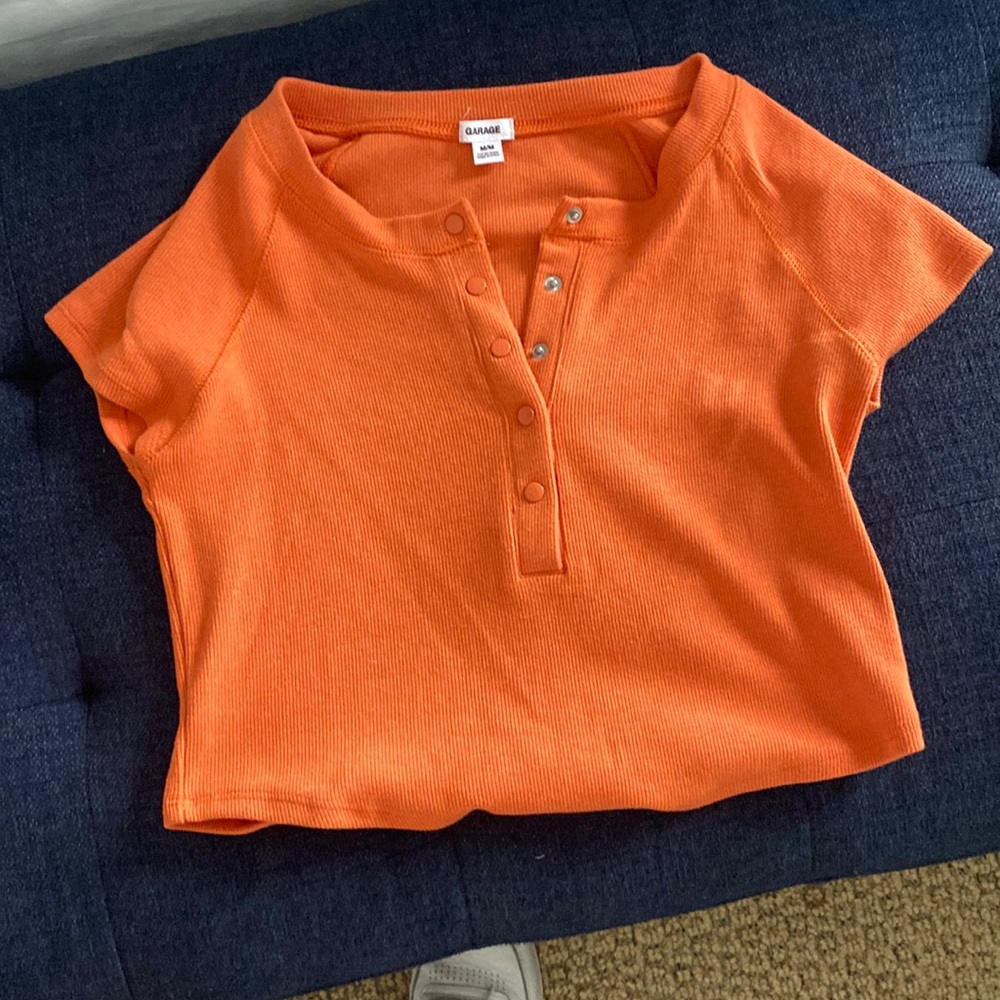 Garage cropped short sleeve button up